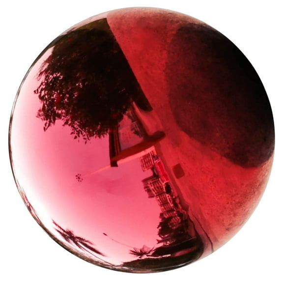Pawsdot Red Stainless Steel Gazing Ball Reflective Globe for Outdoor Garden Decor and Patio Decoration
