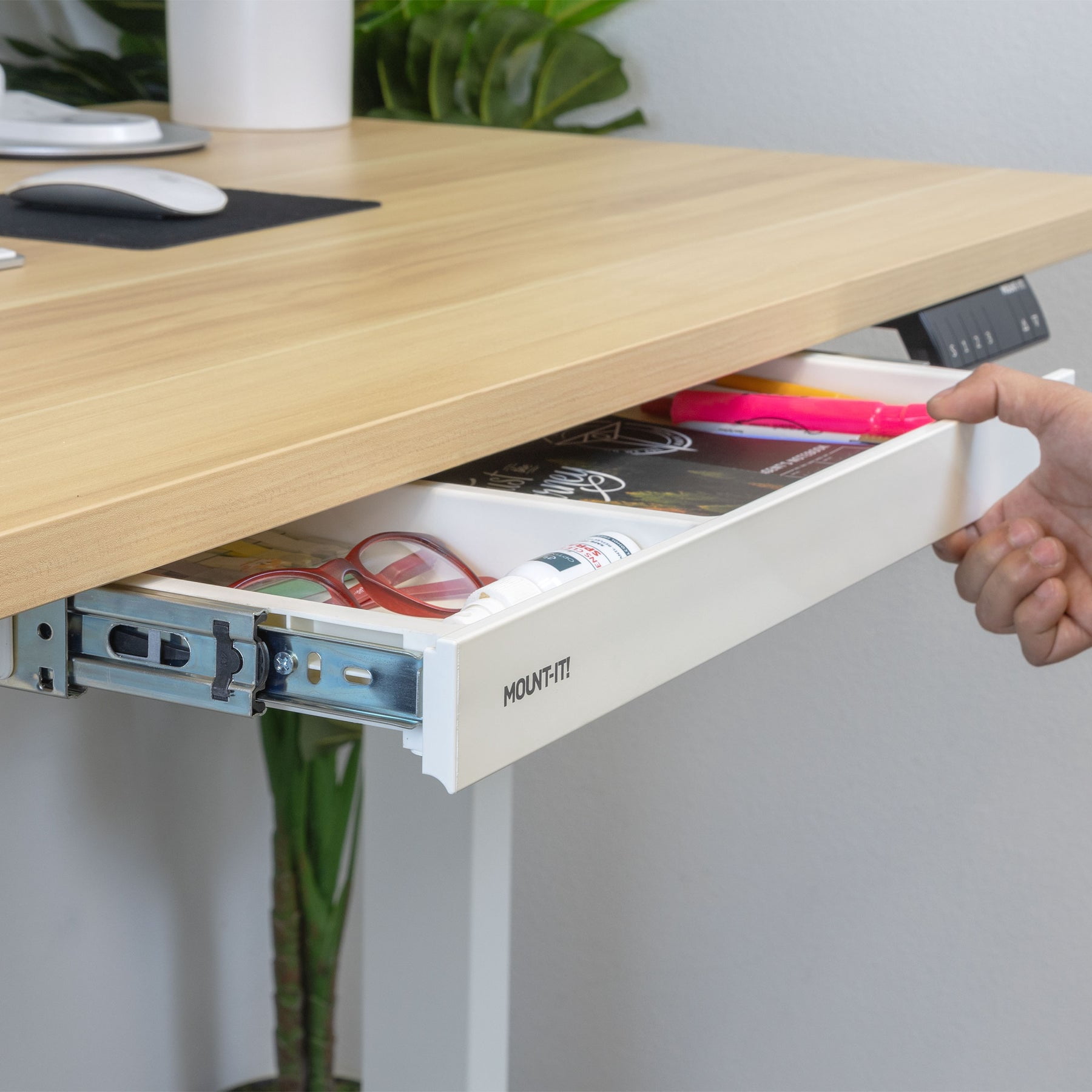 Mount-It! Under Desk Drawer - Shallow, Securely beneath your tabletop for seamless storage expansion, White