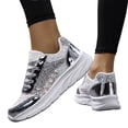 thumbnail image 5 of Willtoo Women Breathable Lace Mesh Lace Up Platform Sneakers Low Top Platform Heel Casual Shoes Lightweight Non Slip Round Toe Glitter Fashion Footwear, 5 of 6
