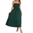 thumbnail image 2 of Wycnly Summer Dresses for Women Womens Dresses Beach Boho Elastic Waist Pleated Swing Strapless Maxi Dress Womens Casual Solid Tube Top Sleeveless Long Sundress, 2 of 7