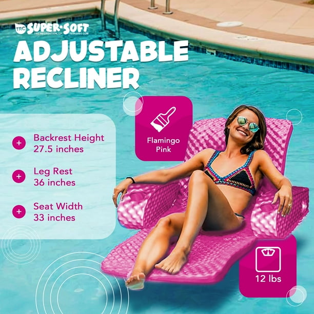 TRC Recreation Super Soft Adjustable Pool Recliner Float Flamingo Pink