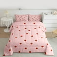 thumbnail image 3 of Homewish Kawaii Sweet Strawberry Bedding Comforter Set,Cute Daisy Flower Twin Comforter Sets,Pink Red Bedding Set For Girl Teens,Super Cozy Room Decor Reversible,2pcs, 3 of 9