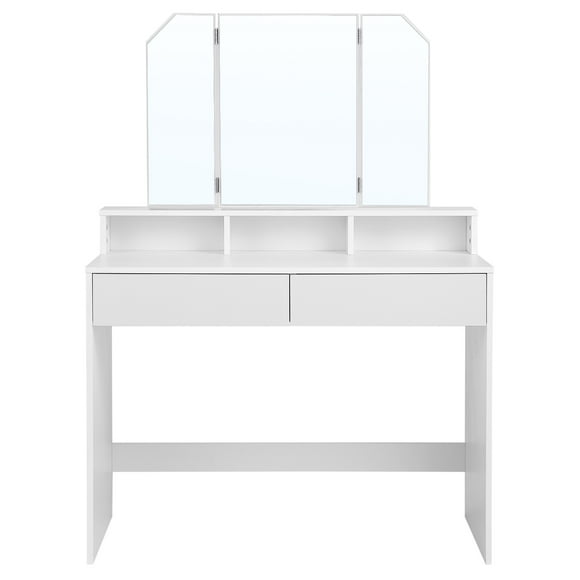 VASAGLE Vanity Desk, Makeup Vanity, Vanity Table with Tri-Fold Mirror, 2 Drawers and 3 Open Compartments, Dressing Table, Modern Style