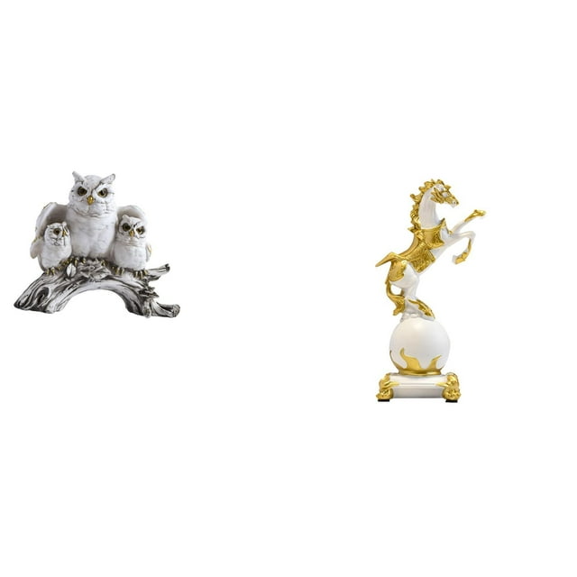 Colección de estatuas, figura de búho y caballo, adorno de mesa, escultura para sala de estar, oficina, dormitorio, armario, decoración, centro de mes