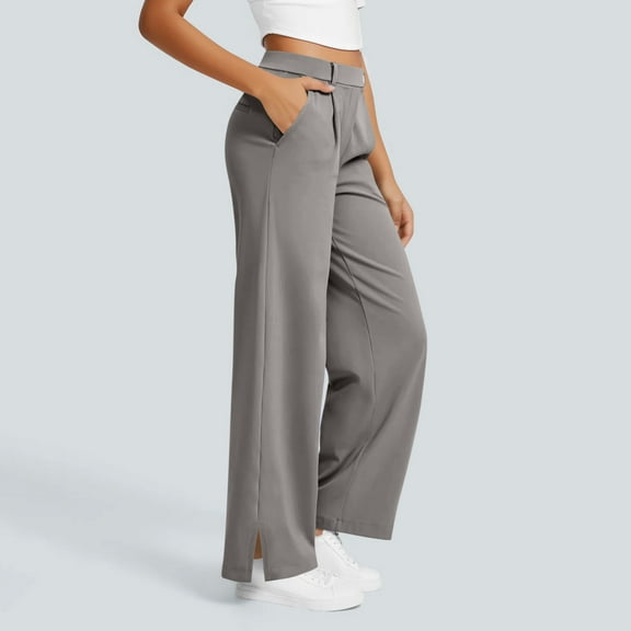 Women's High Waisted Pants Loose Fit Yoga Lounge Trousers with Deep Pockets Wide Leg Long Pants for Travel & Casual