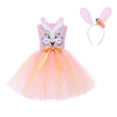 thumbnail image 3 of Bainana Multicolour Easter Bunny Dress For Girls Cartoon Print Sleeveless Suspender Tutu Dresses Lightweight Soft Little Girls Summer Festival Party Gown Size 5-6 Years, 3 of 9