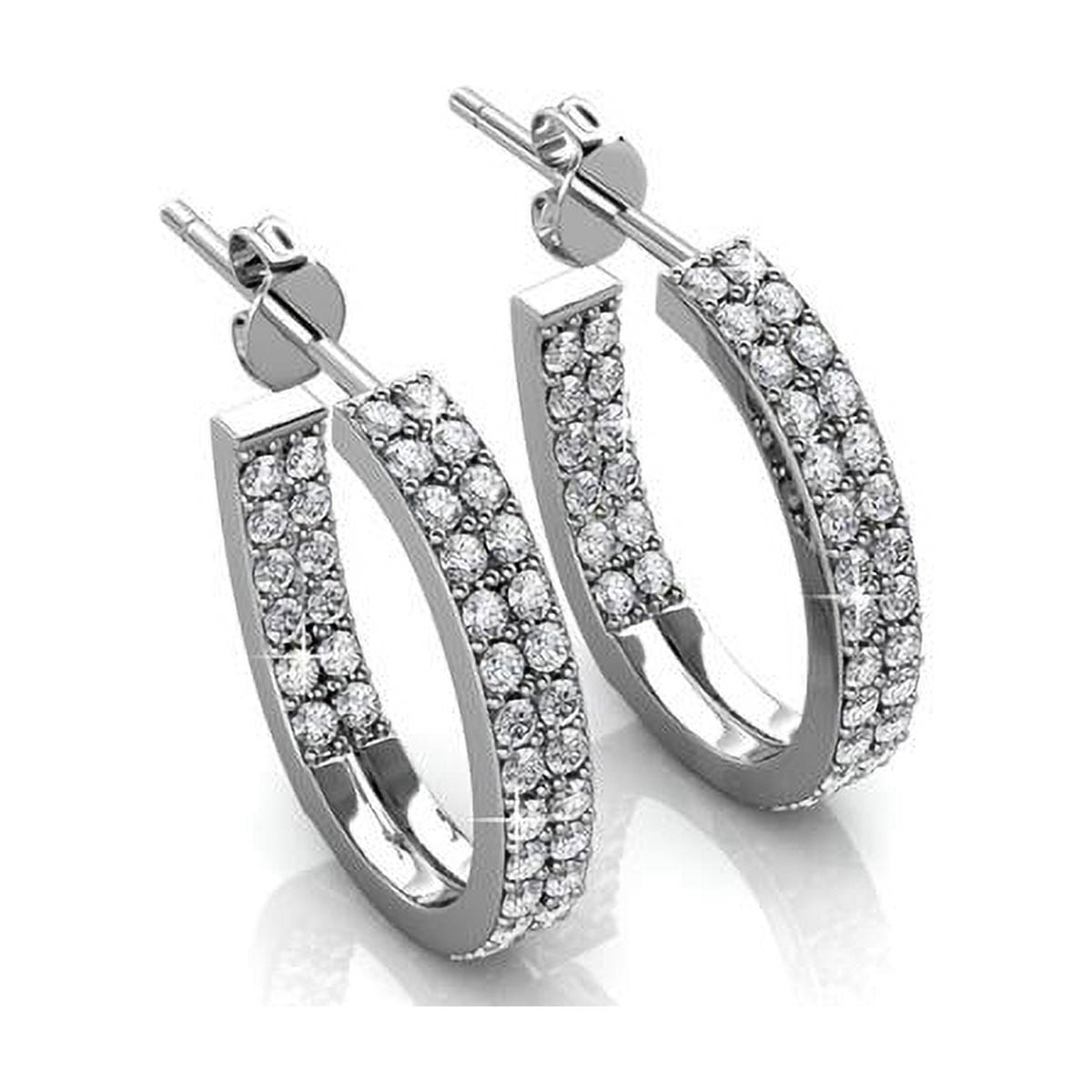 Cate & Chloe Grace 18k White Gold Plated 19mm Hoop Earrings with Swarovski Crystals Gift for Women