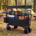 thumbnail image 2 of Gymax Collapsible Wagon w/ Removable Canopy Folding Garden Cart w/Adjustable Handles, 2 of 10