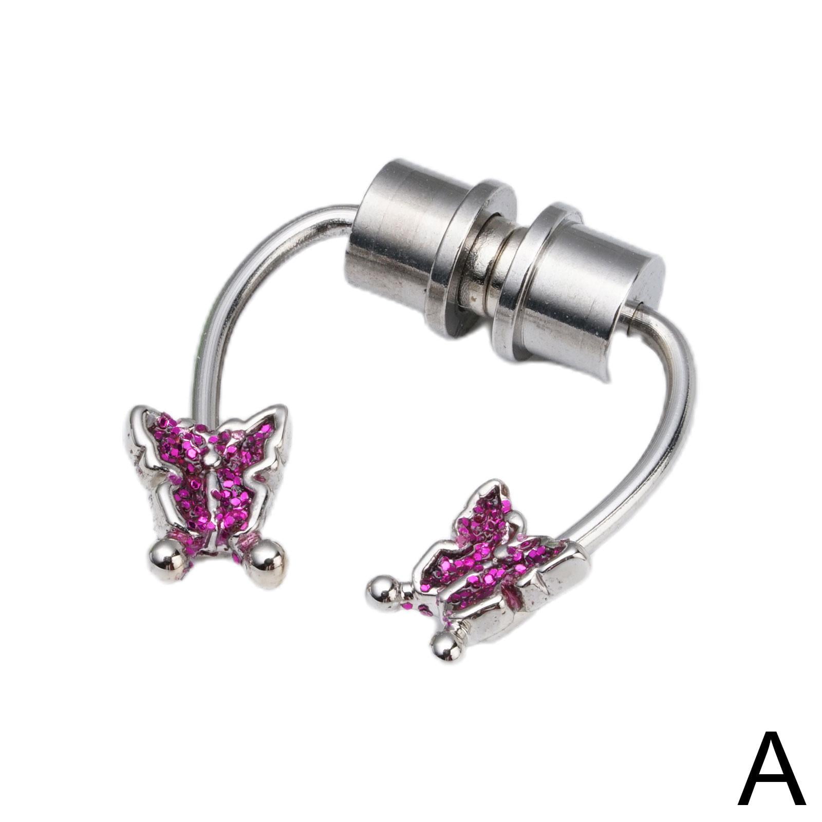Ja Afgørelse legering PLGEBR Butterfly Magnet Nose Ring,Crystal Magnetic Fake Nose Piercing  Septum Clip On Jewelry C4M0 - Walmart.com