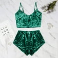 thumbnail image 4 of Christmas pajamas Christmas gift Womens Pieces Camisole Outfit + Velvet Sexy 2 Crop Top Romper Sleeveless Shorts Women Suits Sets, 4 of 7