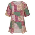 thumbnail image 5 of Mchoice Womens Summer Tops 2024 Casual Irregular Round Neck Shirts Short Sleeve Floral Printed Loose T Shirt Tops, 5 of 6