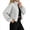 Gray, variant on Women Jacket Solid Color Cropped Zip Up Coat Long Sleeve Stand Collar Outerwear Drawstring Hem Elastic Cuffs with Pockets Casual for Daily Campus Shopping Weekend Street Wear