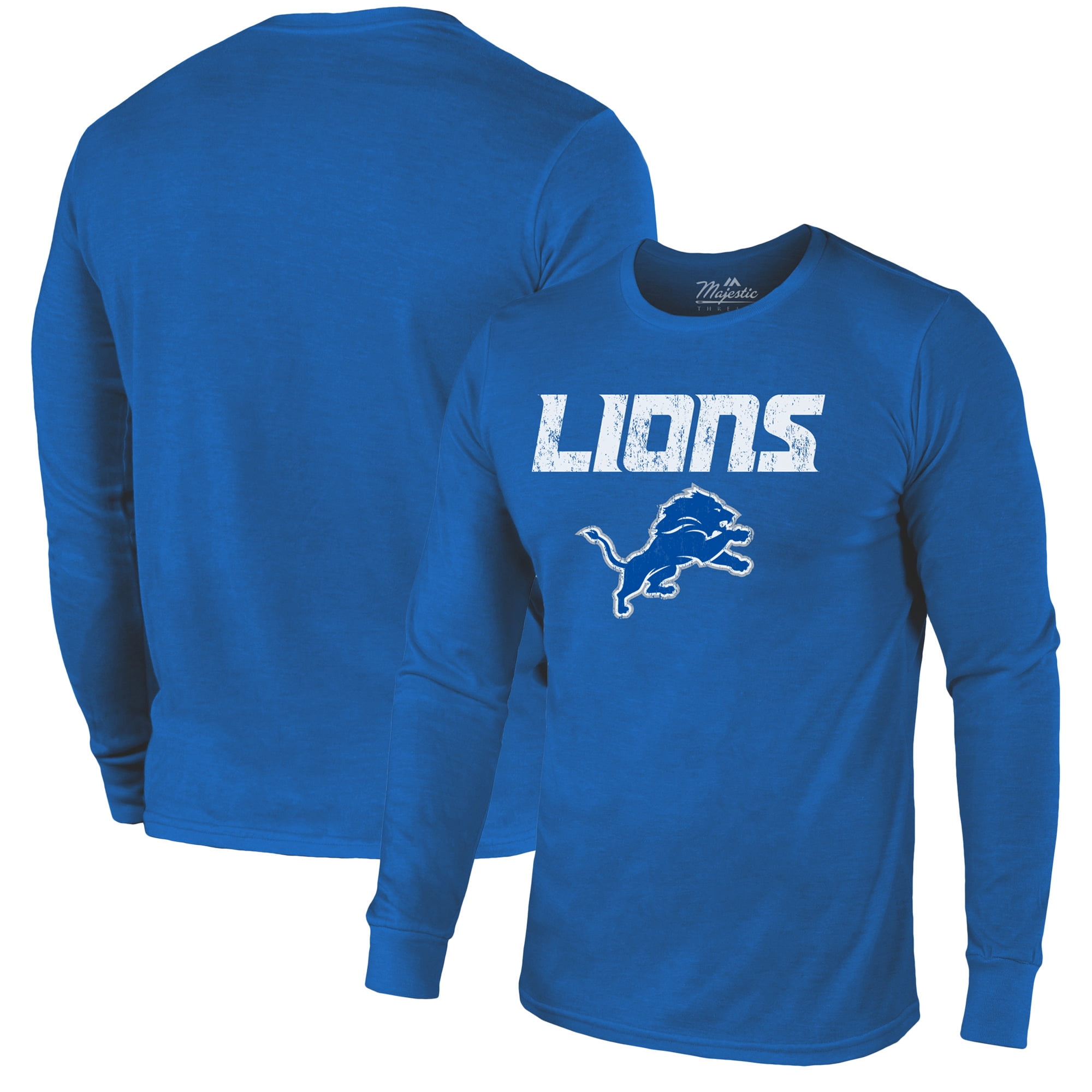 Detroit Lions Majestic Threads Lockup TriBlend Long Sleeve TShirt