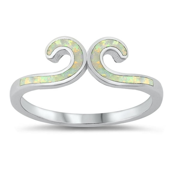 CHOOSE YOUR COLOR White Simulated Opal Filigree Swirl Wrap Ring .925 Sterling Silver Band CZ Female Size 9