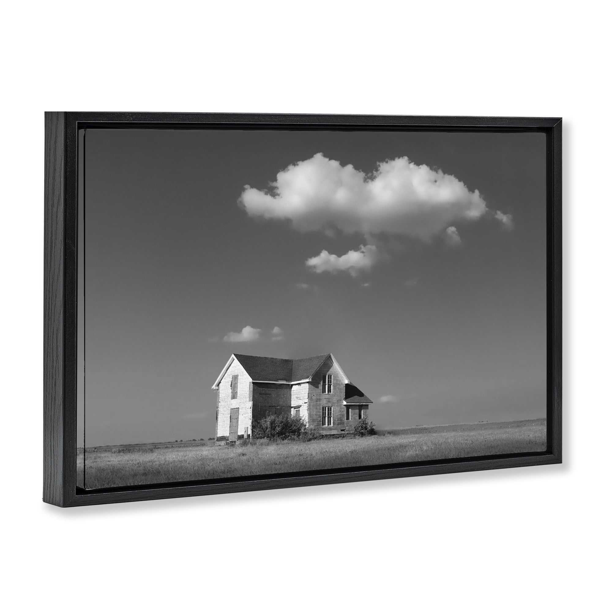 Stupell Industries Solitary Erstwhile Cottage Black Framed Floater Canvas Wall Art, design by Steve Toole