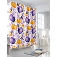 thumbnail image 3 of Fsddascl Halloween Shower Curtain Set - Standard 72" x 72" Washable Bathtub Curtain with 12 Hooks, Purple Magic Hat Stars Pumpkin Candy Ghost Waterproof Fabric Stall Shower Curtains for Bathroom, 3 of 6