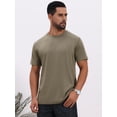 thumbnail image 4 of DARING DIVA Men's Crew Neck Short Sleeve Solid Color Retro Style T-Shirt M Khaki, 4 of 7