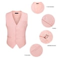 thumbnail image 6 of Suit Vest for Mens Dress Vest Formal Business Vests Slim Fit Waistcoat V-Neck Pink Wedding Vest XL, 6 of 8