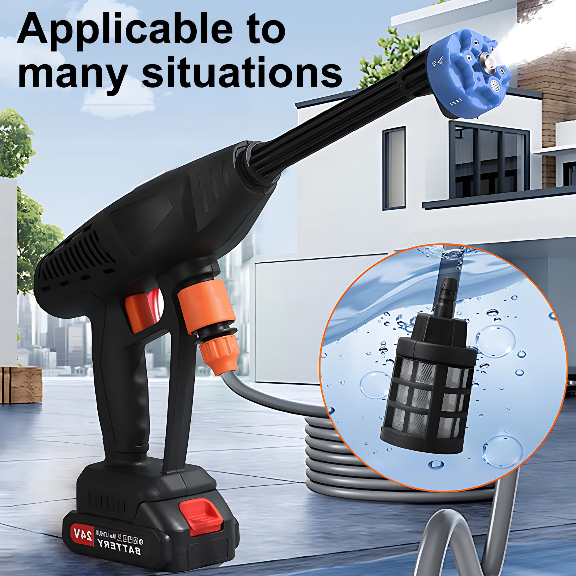 Pecham 48V Cordless Pressure Washer, 900PSI Portable Car Washer with 2 x Rechargeable Battery, High Power Handheld Washer with 7-in-1 Adjustable Nozzle for Car, Floor, Fence, Garden