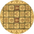 thumbnail image 1 of Ahgly Company Indoor Round Abstract Brown Modern Area Rugs, 7' Round, 1 of 4