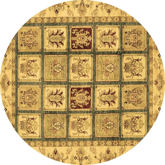 Ahgly Company Indoor Round Abstract Brown Modern Area Rugs, 7' Round