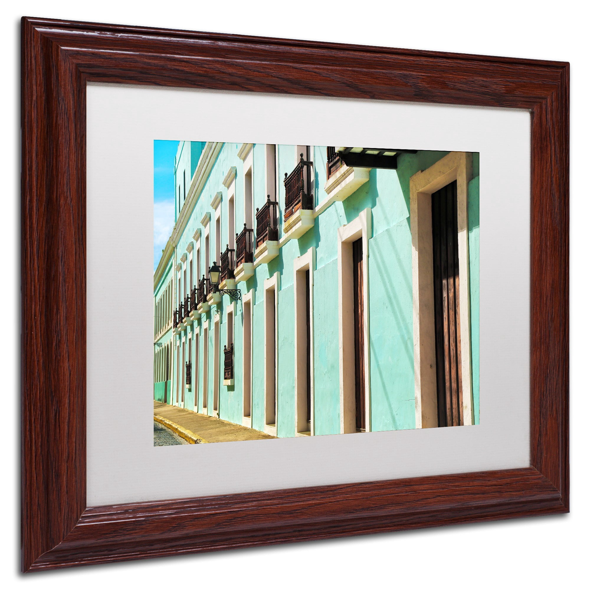 Trademark Fine Art "Old San Juan 2" Canvas Art by CATeyes, White Matte, Wood Frame