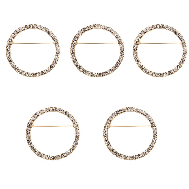 Qarigey Broche hueco de moda de 5 piezas, chal de diamantes de imitación, broches antiligeros, hebilla para suéter, abrigo, decoración de ropa Accesorios de disfraces Oro S Qarigey AP018533-02