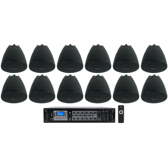 Rockville RCS350-6 Commercial 70v Amp 12) Black 4" Pendant Speakers For Bar/Cafe