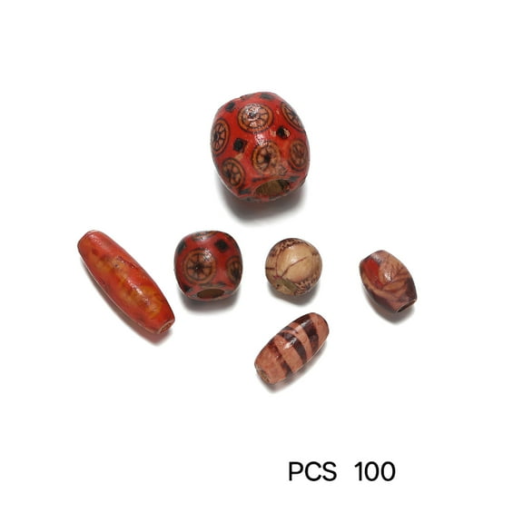 DESIGNICE Set of 100 Hair Beads,Wood,Brown Beads for Hair