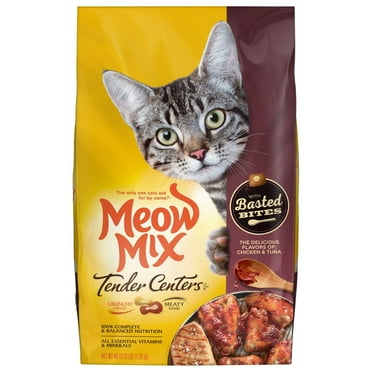 Meow Mix Tender Centers with Basted Bites, Chicken and Tuna Flavored Dry Cat Food, 3-Pound
