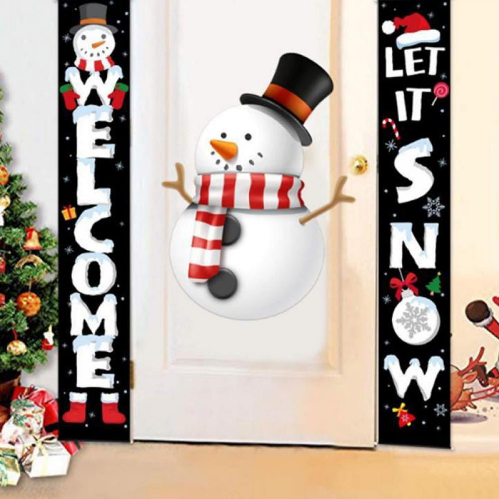 Details about   Merry Christmas Xmas Snowman Banner Sign Flag Doors Window Hanging Decorations 