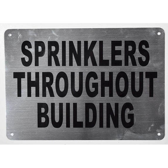 Sprinkler Throughout Building Sign(Silver,Aluminium, 7x10)(ref-2022-4)