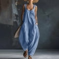 thumbnail image 2 of ClodeEU Women's Sleeveless Jumpsuit with Pockets,Casual Loose Fit Wide Leg Jumpsuit for Summer Blue,Women's Plus L, 2 of 9