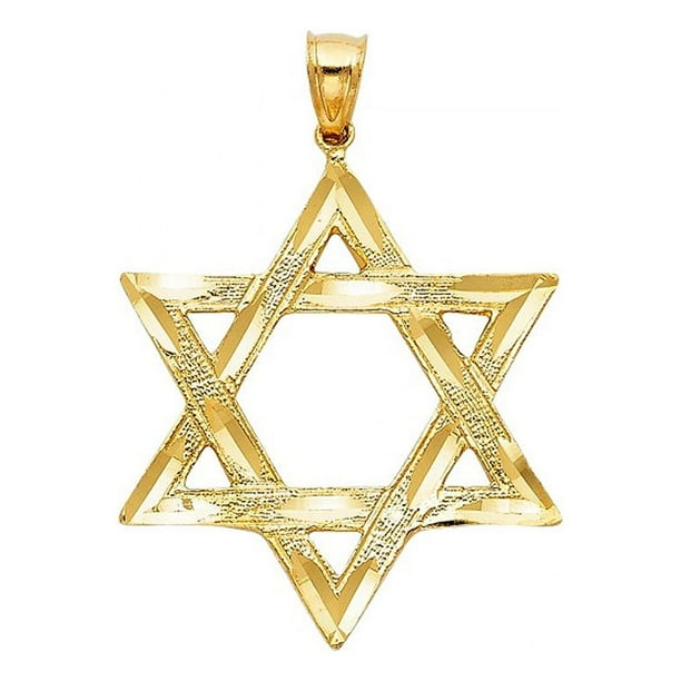 Precious Stars 14K Yellow Gold Large Star of David Judaism 1.45 Pendant No Chain Pendant Only Walmart