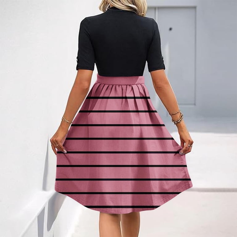 strapless open back dress Pre-Sale] Pink 1950s Halter Contrast Polka Dots Belted Dress