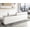 White & Gray; Left Hand High, variant on Anzhap 71-Inch Straight Reception Desk with Raised Counter, Lockable Drawer, Keyboard Tray, Storage Shelves and Cable Management, White and Gray