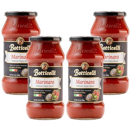Marinara Premium Italian Pasta Sauce by Botticelli, 24oz Jars (Pack of 4) - Product of Italy - Whole30 Approved - Gluten-Free - No Added Sugar, Artificial Colors, Flavors, or Preservatives 1.5 Pound (Pack of 4)