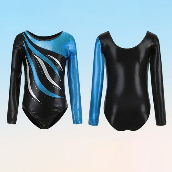Salopettes et Combinaisons Fille Enfants Tout-Petits Filles Manches Longues Justaucorps de Gymnastique Scintillant Strass Unitard pour Ballet Latin Performance Grenouillère Bébé Bleu 9 Ans-10 Ans