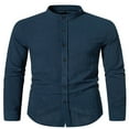 thumbnail image 2 of PENGXIANG Classic Buttoned Henley Shirt for Men with Retro Cotton Linen Fabric, 2 of 5