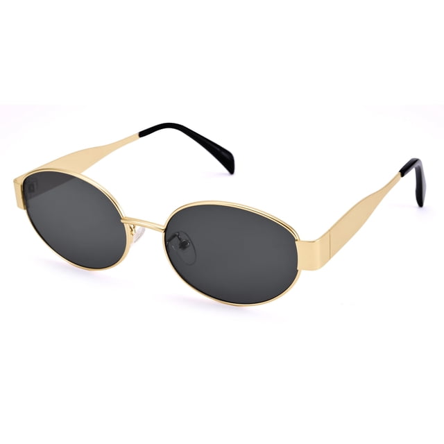 Anteojos de Sol Retro Ovalados DIMENSIP Dorados de Metal de Moda Unisex