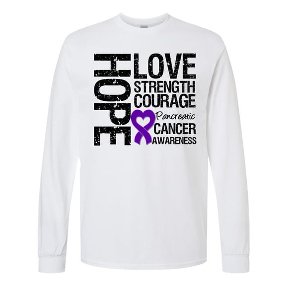 Inktastic Pancreatic Cancer Hope Love Strength Long Sleeve T-Shirt