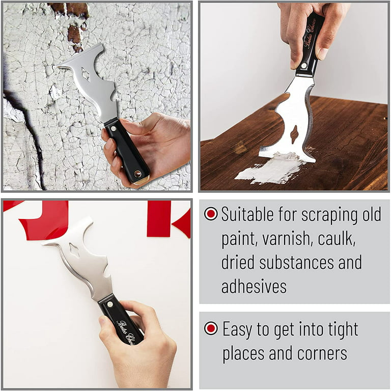 Paint Scraper with wood grip designed, Taping knife, 5 in 1 tools, Spackle  Knife, Caulk Removal Tool, Painters