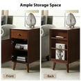 thumbnail image 5 of 26" Modern Wooden End Table End Table Set of 2 with Charging Station Tray and Storage Shelves Walnut, 5 of 9