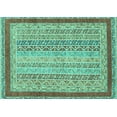thumbnail image 1 of Ahgly Company Machine Washable Indoor Rectangle Oriental Turquoise Blue Modern Area Rugs, 6' x 9', 1 of 4