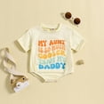 thumbnail image 2 of Baby Boys Girls Clothes My Aunt is Cooler Than My Daddy Bodysuit Letter Print Short Sleeve Rompers Casual Crewneck Breathable Cotton Summer Romper Beige 3-6 Months, 2 of 4