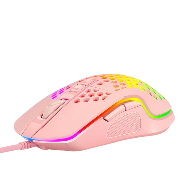 Mignova Souris de Jeu Filaire RVB, 6400 DPI USB RVB Rétroéclairée Fluide avec Lumière, Souris Ergonomique pour Ordinateur de Jeu USB pour Windows 2000/XP/ win7/win8 /win10 Vista 32 Bits IOS Ou Plus Récent (Rose)