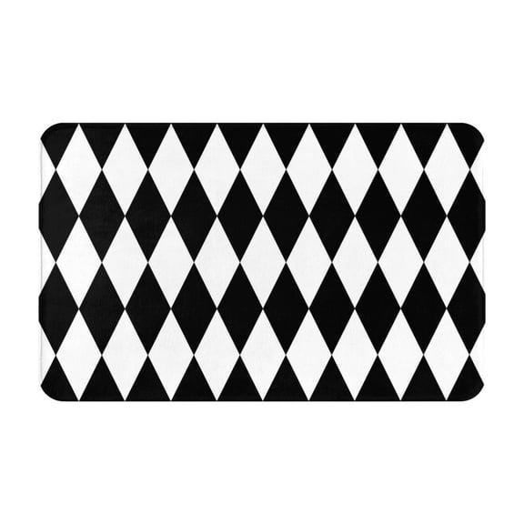 Bathroom Rugs Non Slip Washable - Black And White Diamonds Kitchen Mats for Floor, Area Rugs for Entryway Rugs Indoor, Laundry Bathroom Room Door Rug with Rubber Backing 20x31.5in