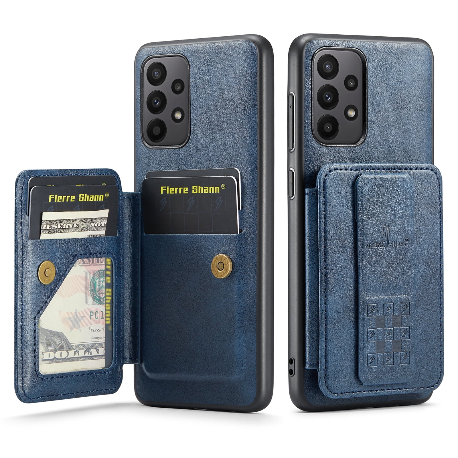 for Samsung Galaxy A23 5G Wallet Case with RFID Blocking Credit Card Holder, PU Leather Folio Flip Kickstand Handle Wrist Strap Shockproof Cover Women Men for Samsung A23 5G Phone Case,Blue