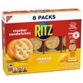 RITZ Cheese Sandwich Crackers, Lunch Snacks,(6 Crackers Per Pack), 8 Snack Packs,  With Olive Green Bowl By ValueNest
