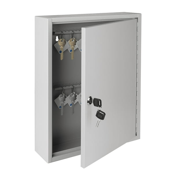 Key Steel Lock Box with 60 capacity Colored key Tags & Hooks